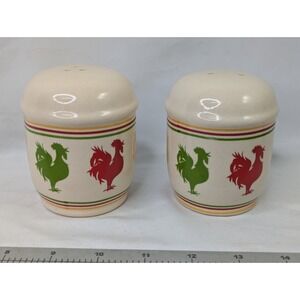 Kathy Hatch Rooster Salt Pepper Shakers Lot Ceramic